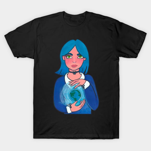 Gaea with the Earth T-Shirt by RexieLovelis